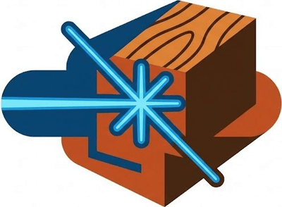 Логотип Laser Service: современный геометрический символ для лазерной резки и гравировки на дереве.